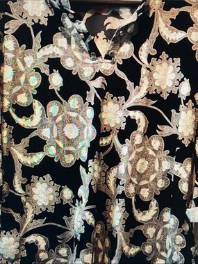 SJS Black Blouse with Metallic Gold Floral Print